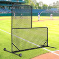 L-Shaped Baseball Net for Batting Cages, Baseball Pitching Net with Wheels