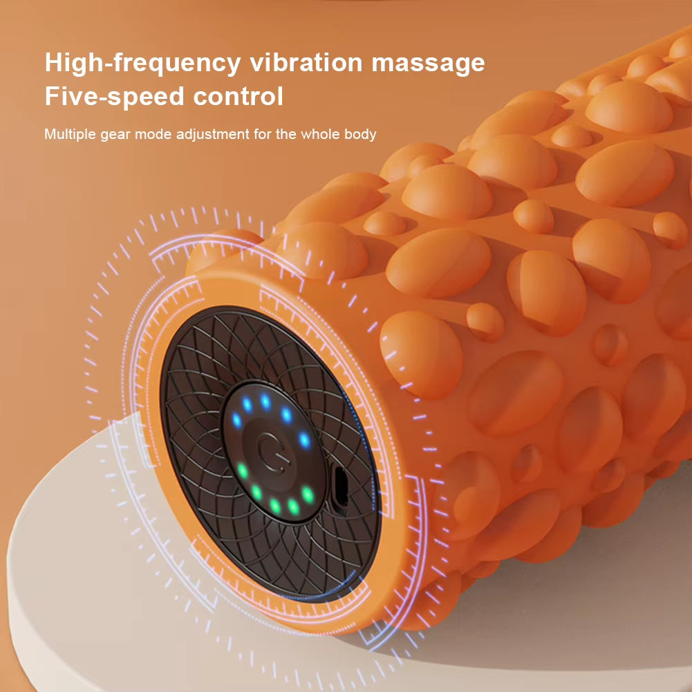 Electric Vibrating Foam Roller Massage Column Rechargeable Muscle Roller 5 Modes Tissue Massager for Bodybuilding