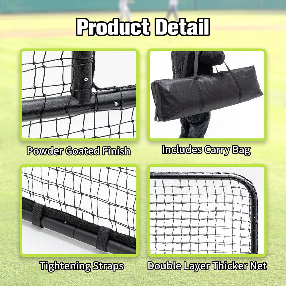 L-Shaped Baseball Net for Batting Cages, Baseball Pitching Net with Wheels