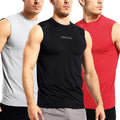 Men'S 3 Pack Workout Gym Muscle Sleeveless Shirts Fitness Running Quick Dry Tank Tops Black Grey Red XL
