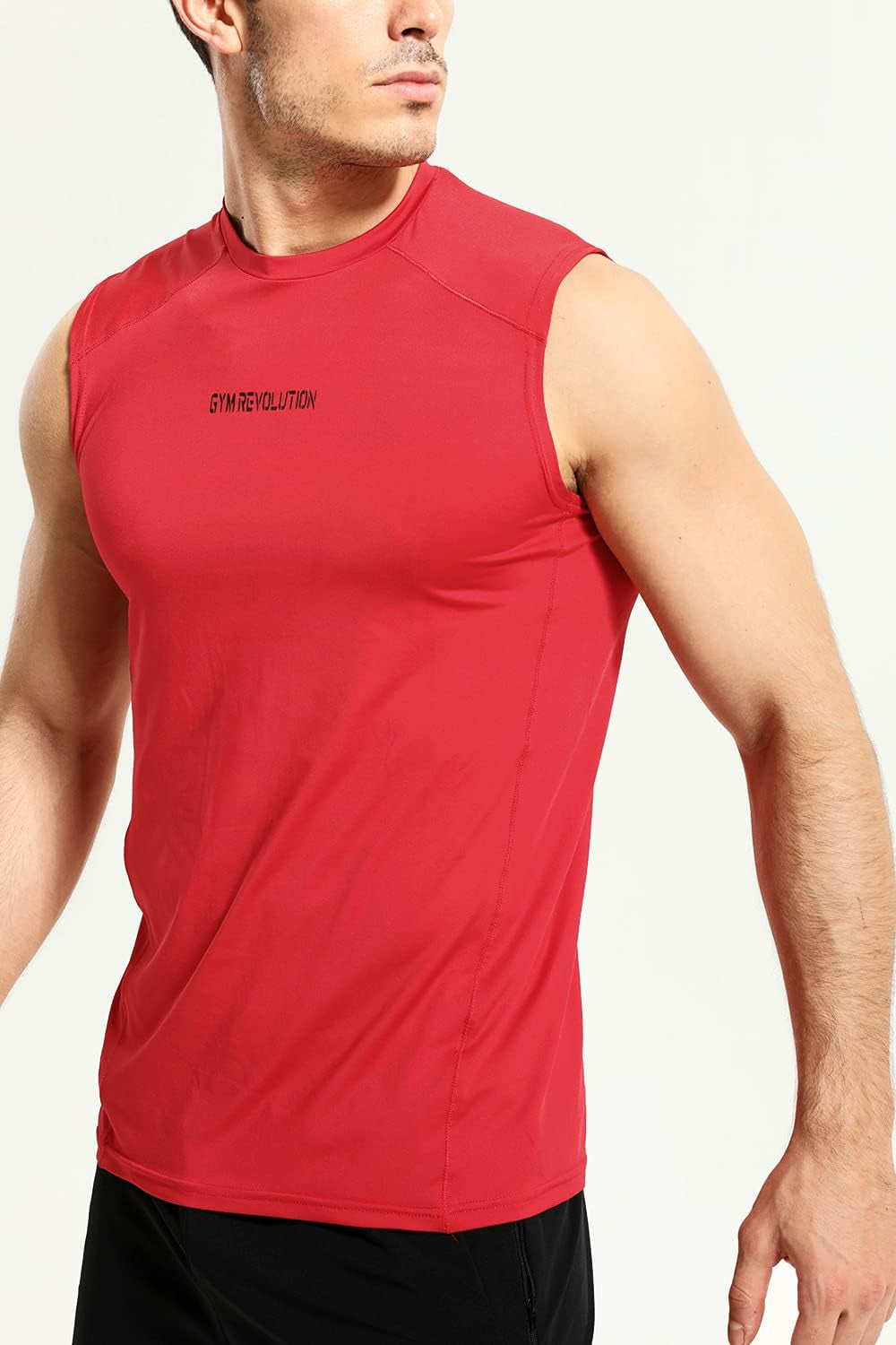 Men'S 3 Pack Workout Gym Muscle Sleeveless Shirts Fitness Running Quick Dry Tank Tops Black Grey Red XL