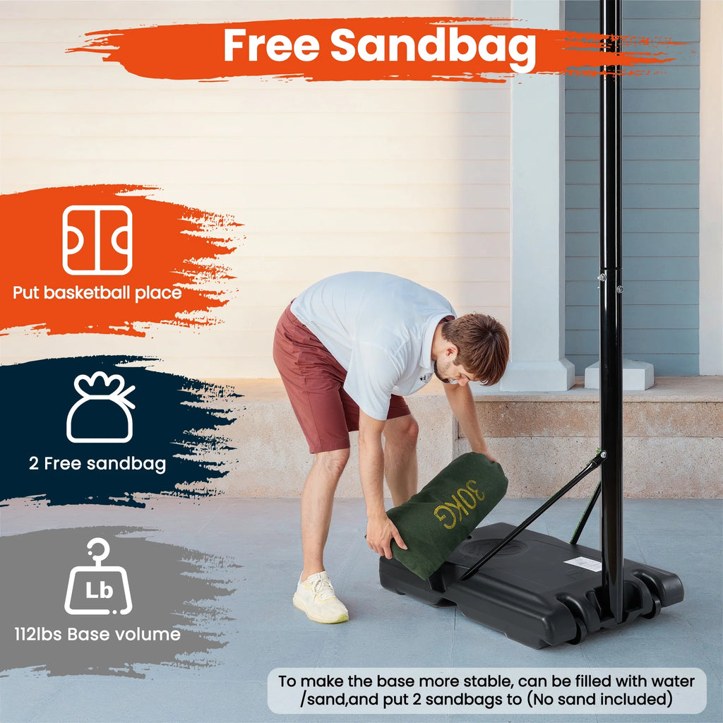 Portable Basketball Goal Basketball Hoop 44 Inch Outdoor Basketball Hoops Backboard with 7 .5 to 10 Ft Adjustable Indoor