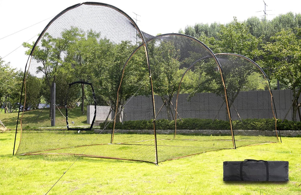 Batting Cage Baseball Softball - 22FT Heavy Duty Steel Frame and Net for Kids Adults Backyard Practice & Training - Carry Bag Included