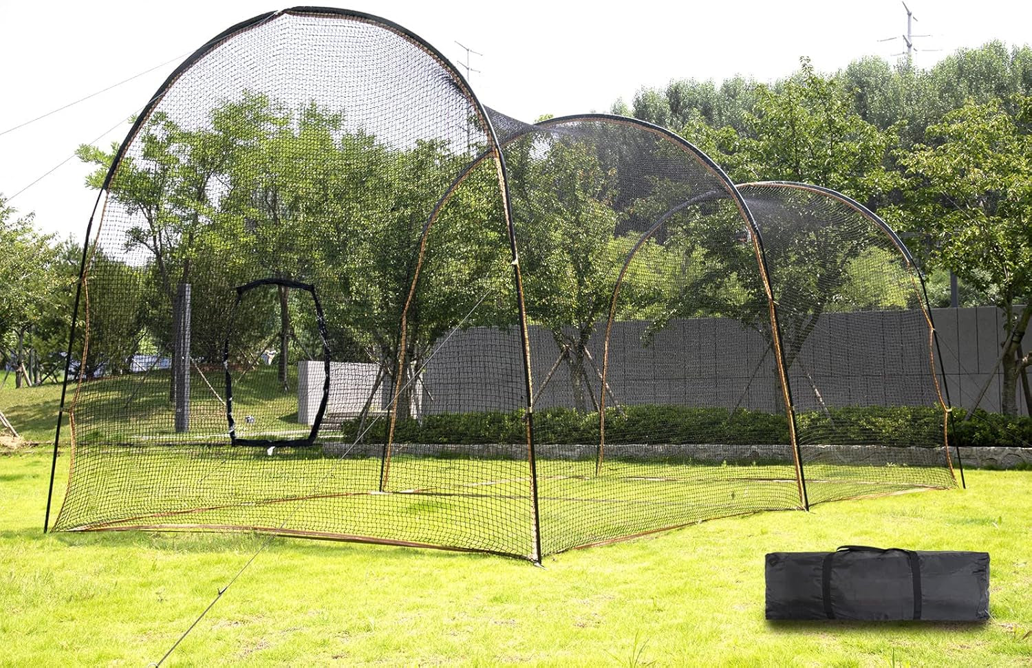 Batting Cage Baseball Softball - 22FT Heavy Duty Steel Frame and Net for Kids Adults Backyard Practice & Training - Carry Bag Included