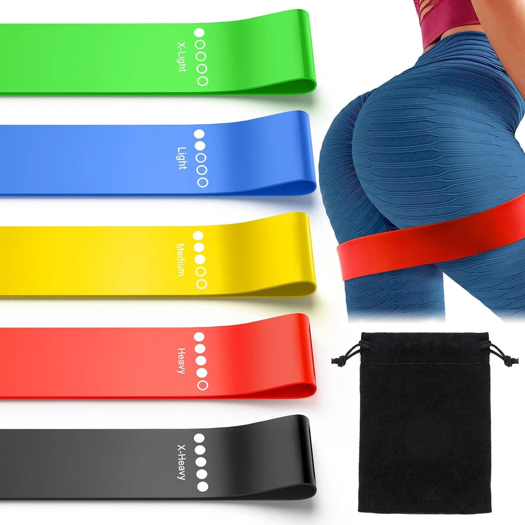 5 PCS Resistance Bands for Working Out, Elastic Exercice Loop Bands for Physical Therapy, Yoga Starter Set of Stretch Bands for Booty Legs, Pilates Flexbands