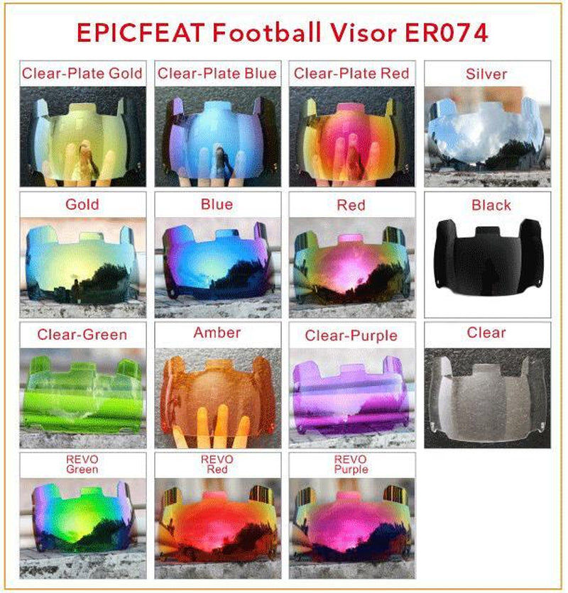 American Football Universal Fit Visor Rugby Helmet Eye Shield Visors with Clips