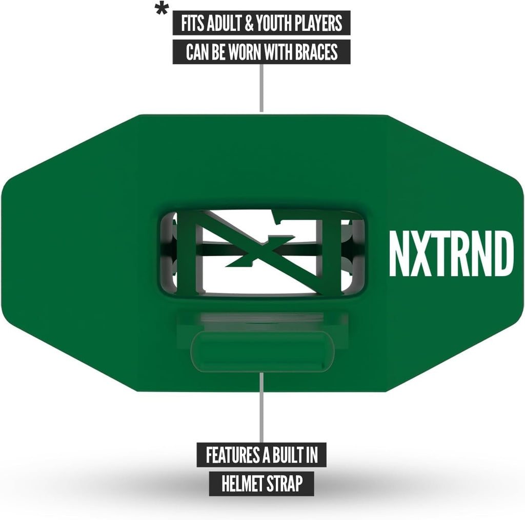 Nxtrnd Two Football Mouth Guard, Mouthpiece with Strap, Dark Green