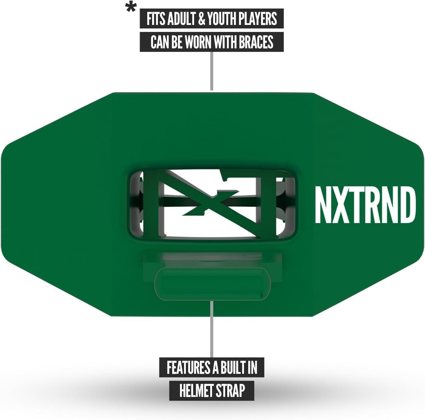 Nxtrnd Two Football Mouth Guard, Mouthpiece with Strap, Dark Green