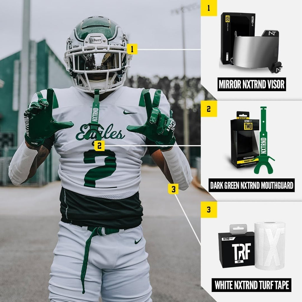 Nxtrnd Two Football Mouth Guard, Mouthpiece with Strap, Dark Green