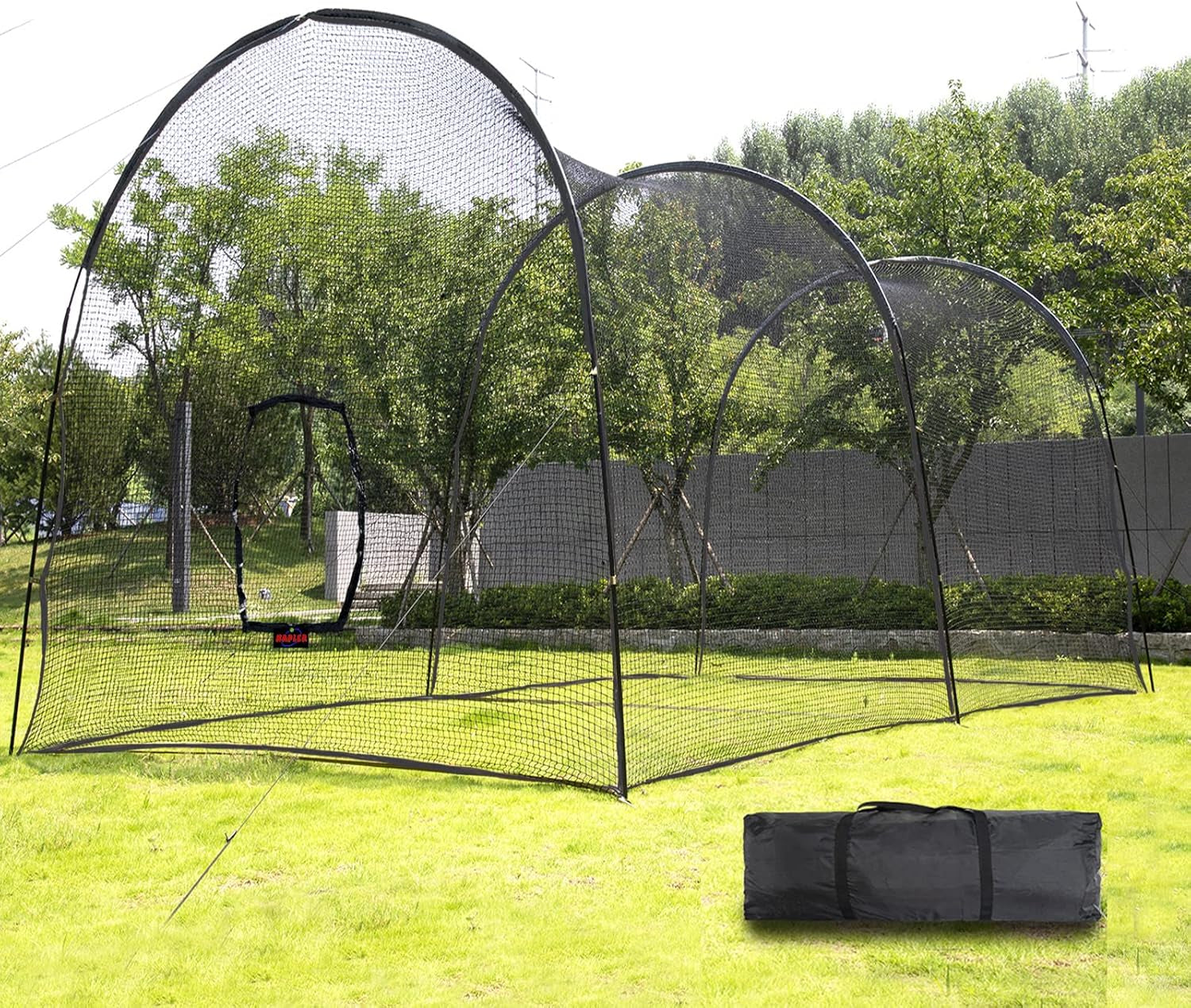 Batting Cage Baseball Softball - 22FT Heavy Duty Steel Frame and Net for Kids Adults Backyard Practice & Training - Carry Bag Included