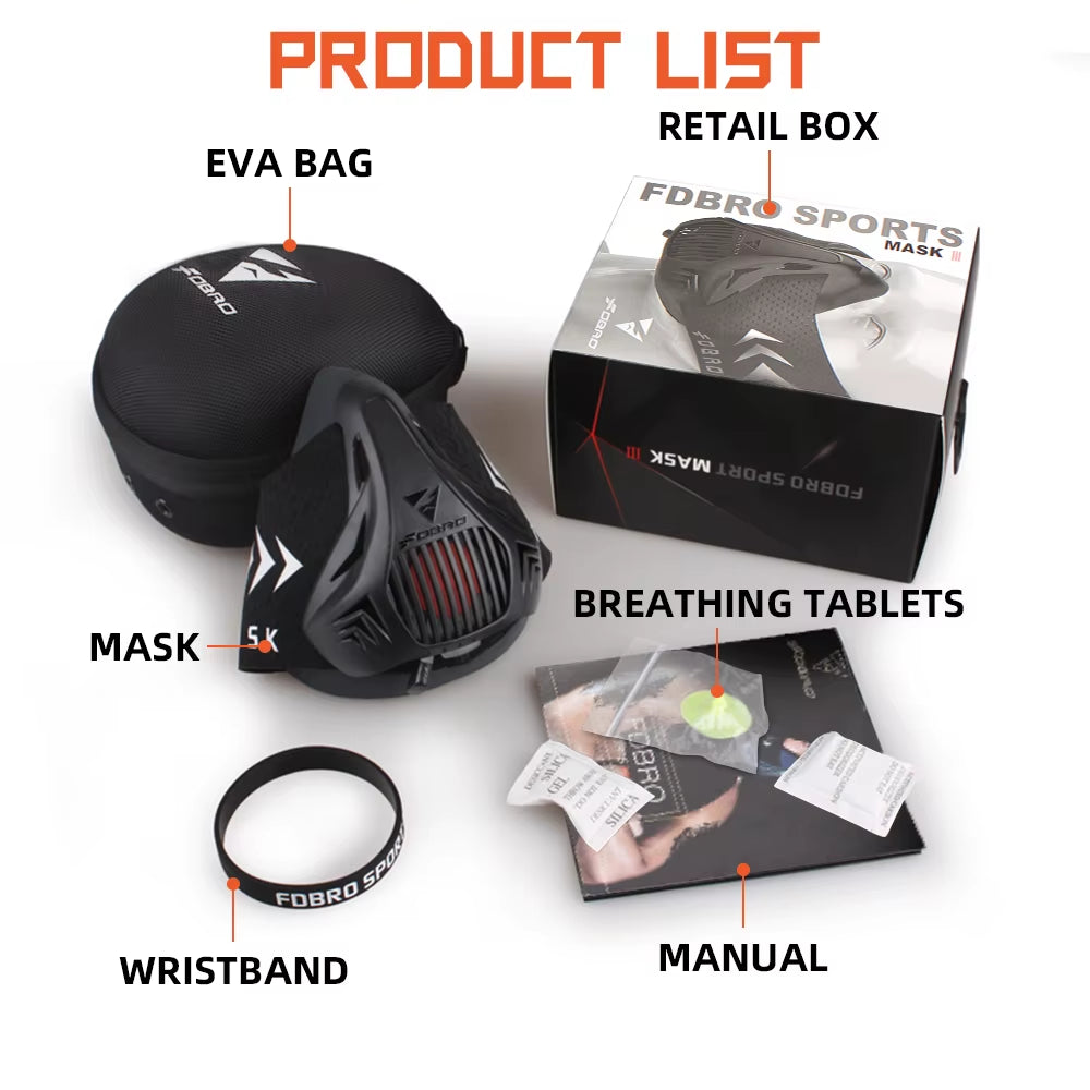 Sports Mask Elevation Running Fitness Pack Style Black High Altitude Training Fit Sports Cycling Mask Mask 2.0 Mask Cloth