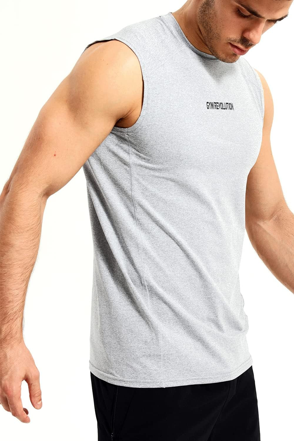 Men'S 3 Pack Workout Gym Muscle Sleeveless Shirts Fitness Running Quick Dry Tank Tops Black Grey Red XL