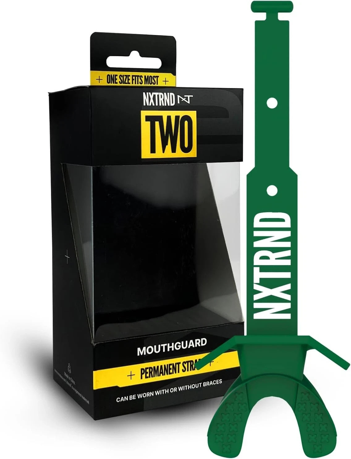 Nxtrnd Two Football Mouth Guard, Mouthpiece with Strap, Dark Green