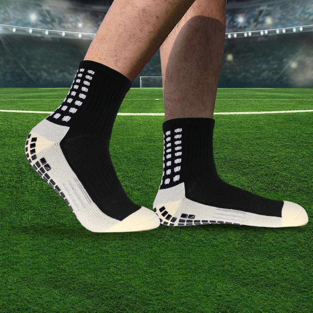 4 Pairs Mens Grip Soccer Socks Non Slip Grippy Women Socks for Football Basketball Sports