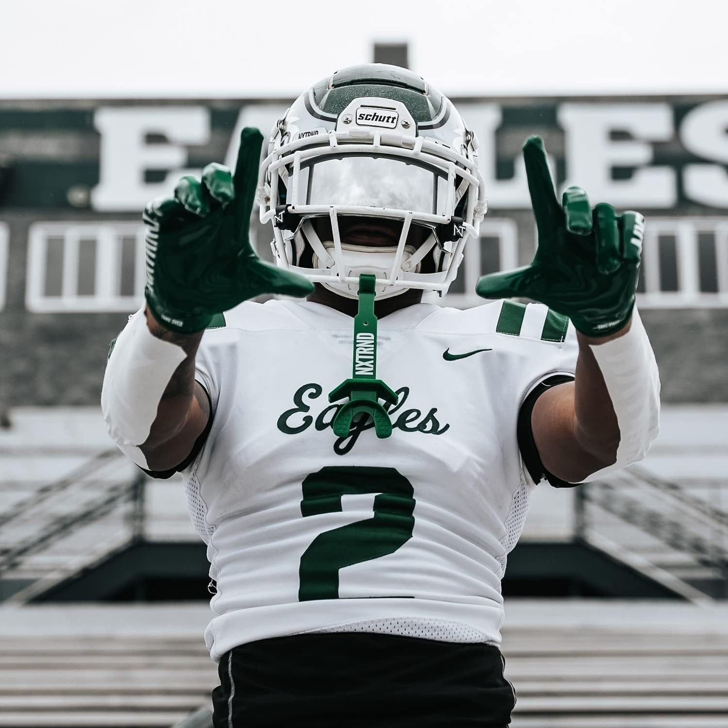 Nxtrnd Two Football Mouth Guard, Mouthpiece with Strap, Dark Green