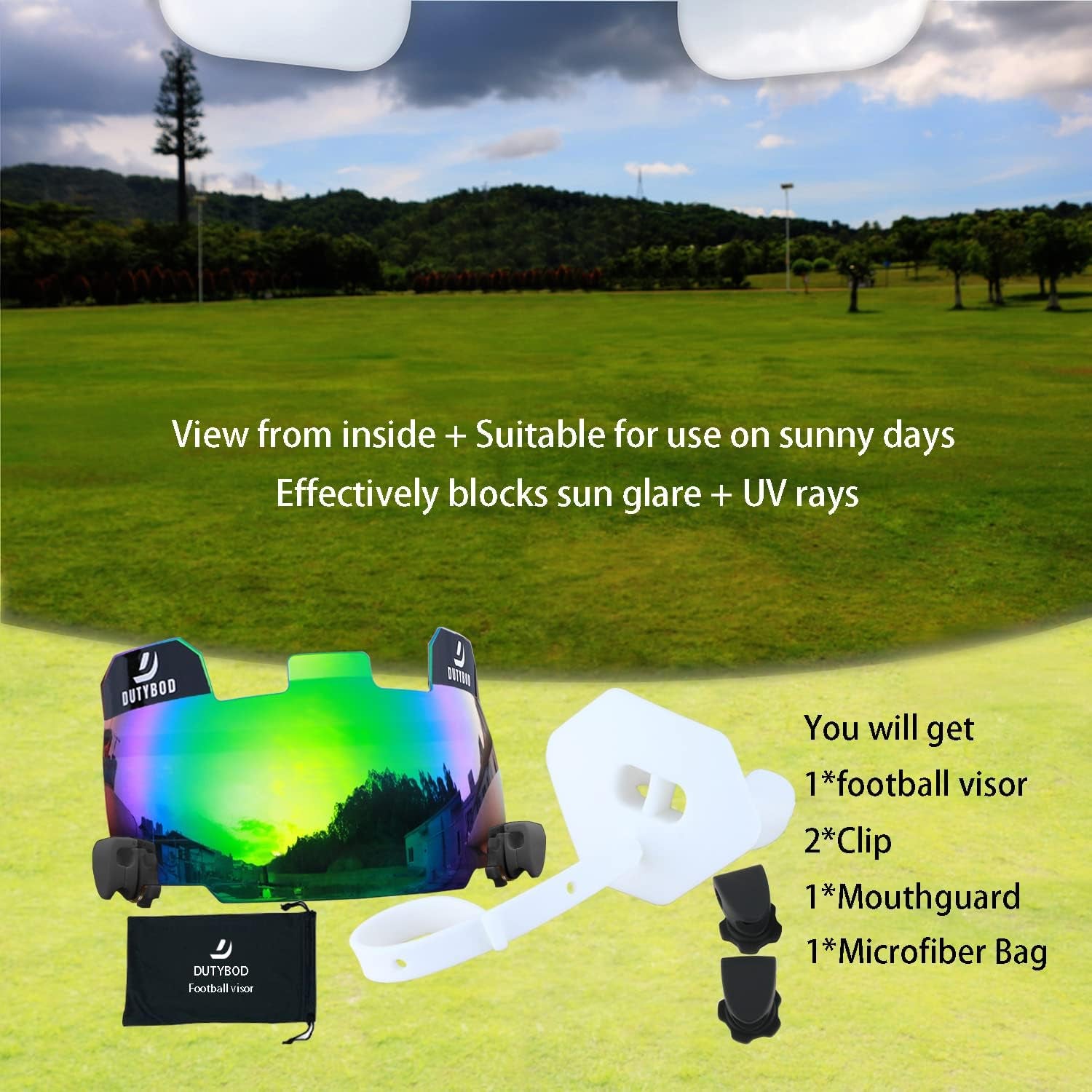 Football Visor Shield, Clear Scratch-Resistant for Helmet - Fits Adult & Youth Helmets