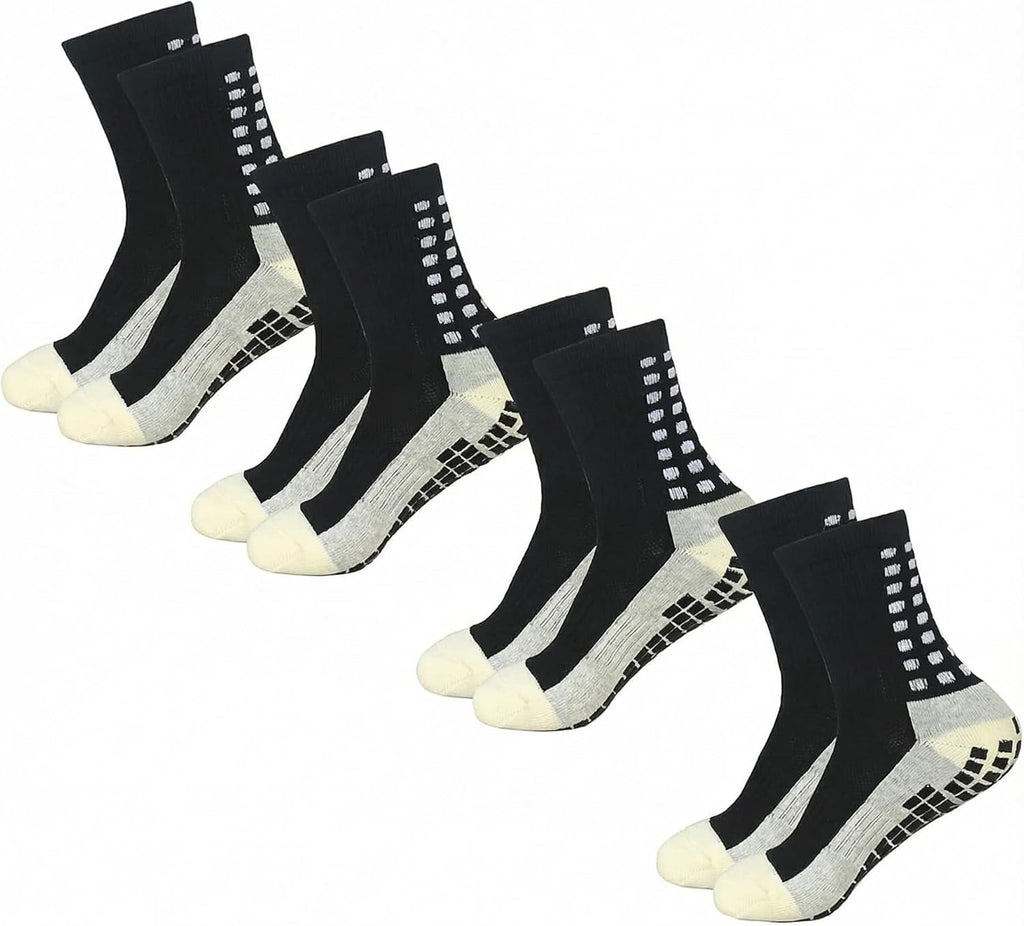 4 Pairs Mens Grip Soccer Socks Non Slip Grippy Women Socks for Football Basketball Sports