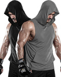 2 or 1 Pack Men'S Hooded Tank Tops Bodybuilding Muscle Cut off T Shirt Sleeveless Gym Training Hoodies Workout Dry